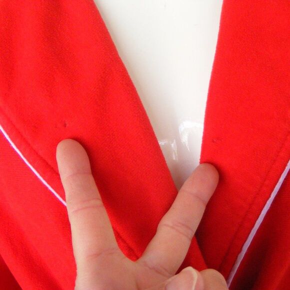 PIERRE CARDIN Velour Robe, M/L, Red, Logo Pocket, Long sleeves, VINTAGE - Picture 10 of 12